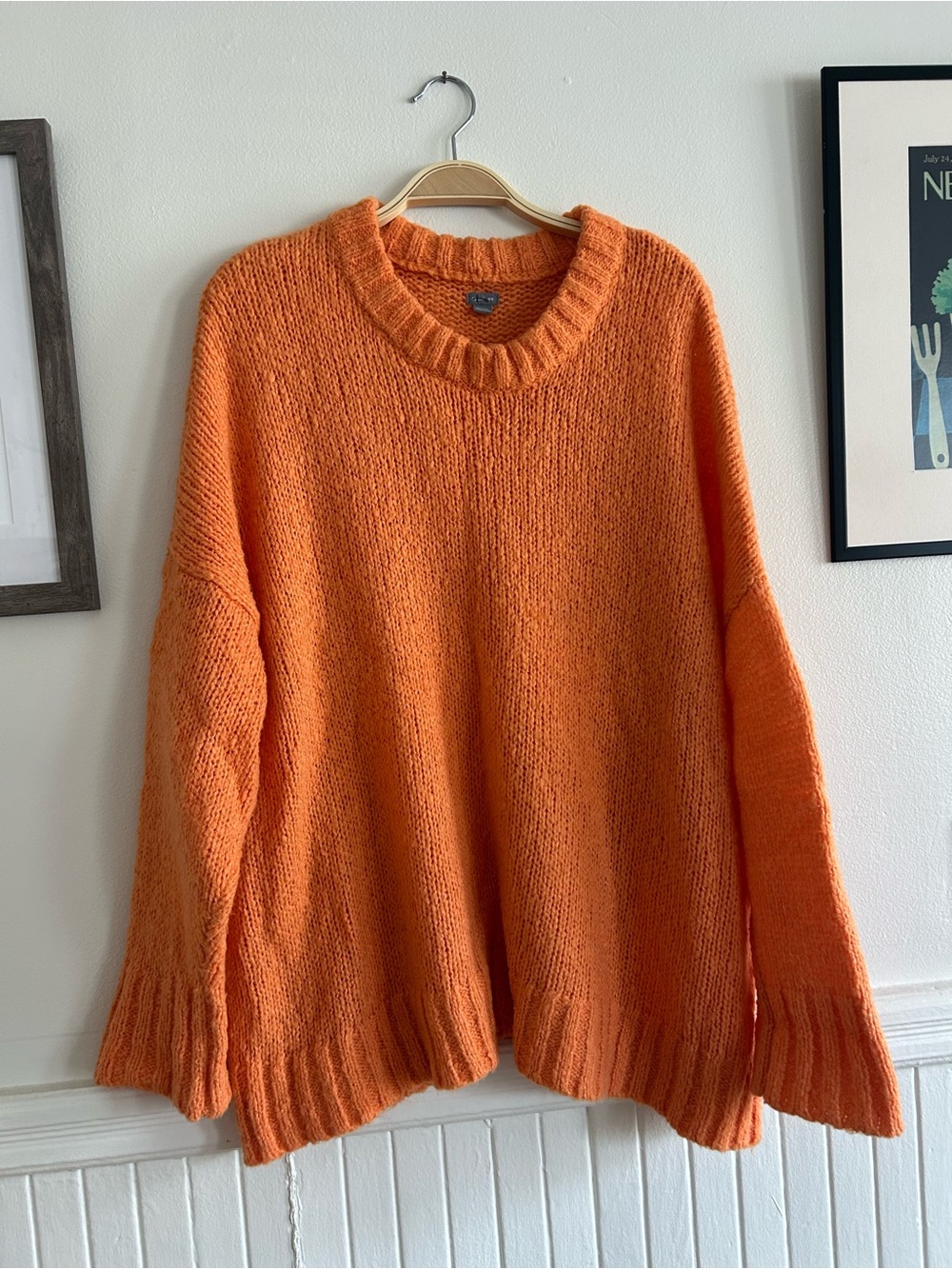 aerie Oversized Orange Crewneck Sweater
